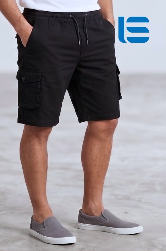 Men's cotton spandex cargo shorts Black