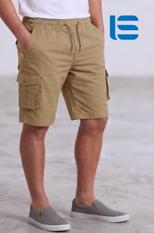 Men's cotton spandex cargo shorts by LS DUBAI