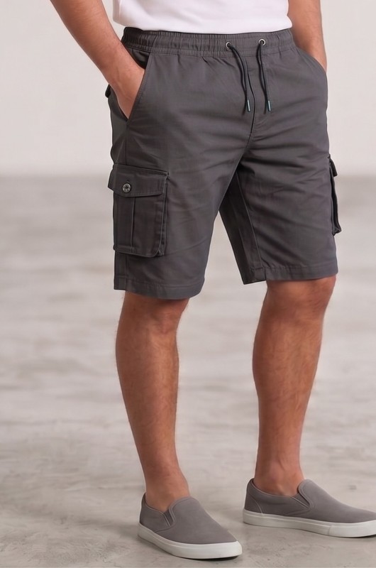 Men's cotton spandex cargo shorts Gray
