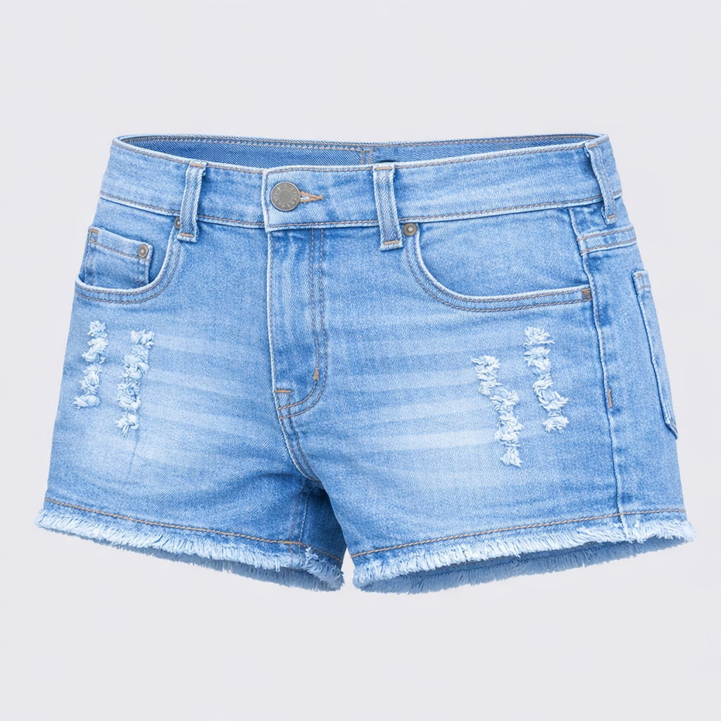 Ladies Denim Shorts - Light Blue